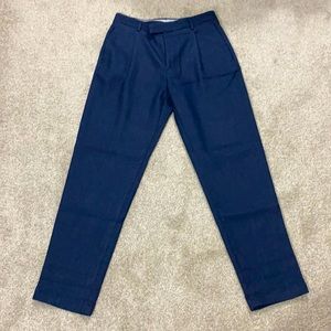 Zara Pleated Navy Trouser Pants 30 Waist 32 Length